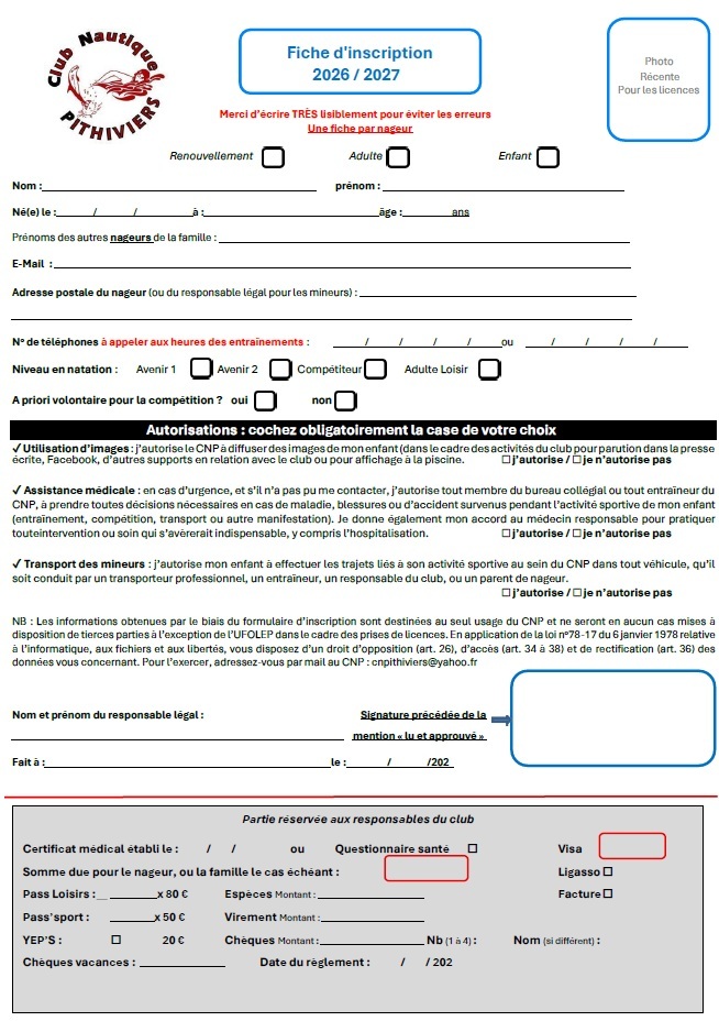 Documents d'inscriptions 2026/2027