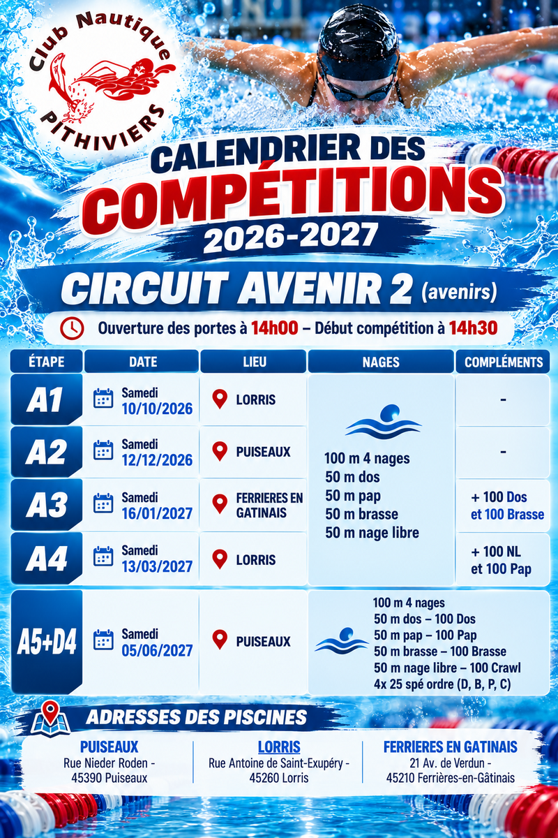 Dates des compétitions Avenirs 2