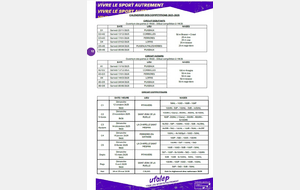 Calendrier des compétitions 2025/2026