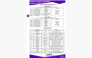 Calendrier des compétitions 2025/2026