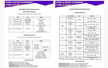 Calendrier des compétitions 2026/2027